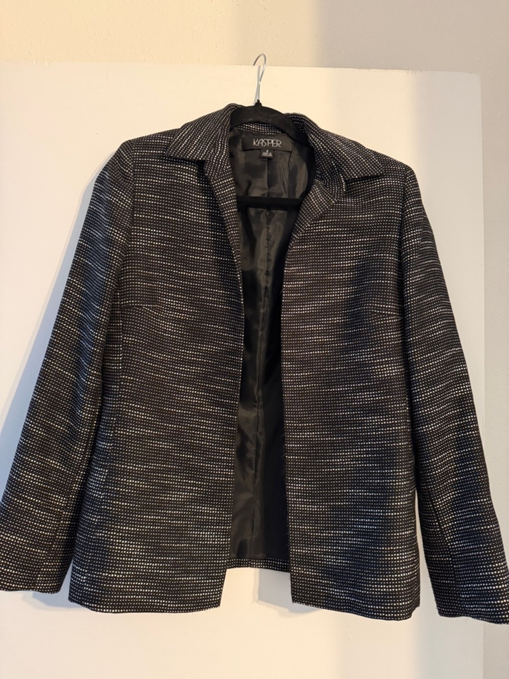 Kasper Black Jacket with White Microdot Pattern